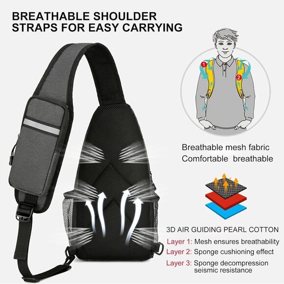 Crossbody Bags Sling Backpack, Sling Bag Cross body Shoulder Bag for Men and Wom - Picture 9 of 9